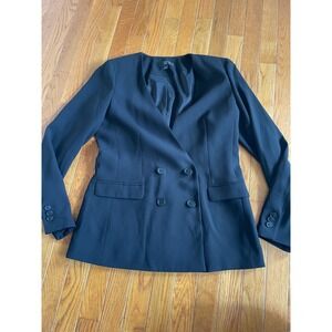 J.CREW 365‎ Blazer Jacket Womens Size 8 Black Double Breasted Career Formal Suit